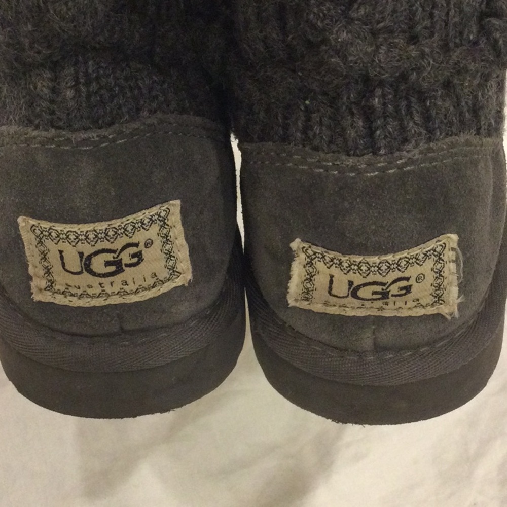 UGG Australia Dark Gray Classic Argyle Sweater Knit Boots Size 5